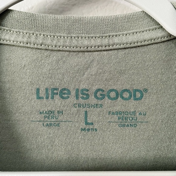 Life Is Good Olive Green Buck Buck Moose Graphic Crusher Tee Shirt Men's Large - Picture 5 of 6